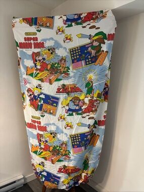 Vintage 1988 Super Mario Bros Twin Fitted Sheet Nintendo NES Rare